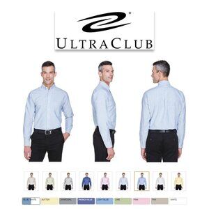 NEW Men's UltraClub Wrinkle Resistant Oxford Light Blue Large